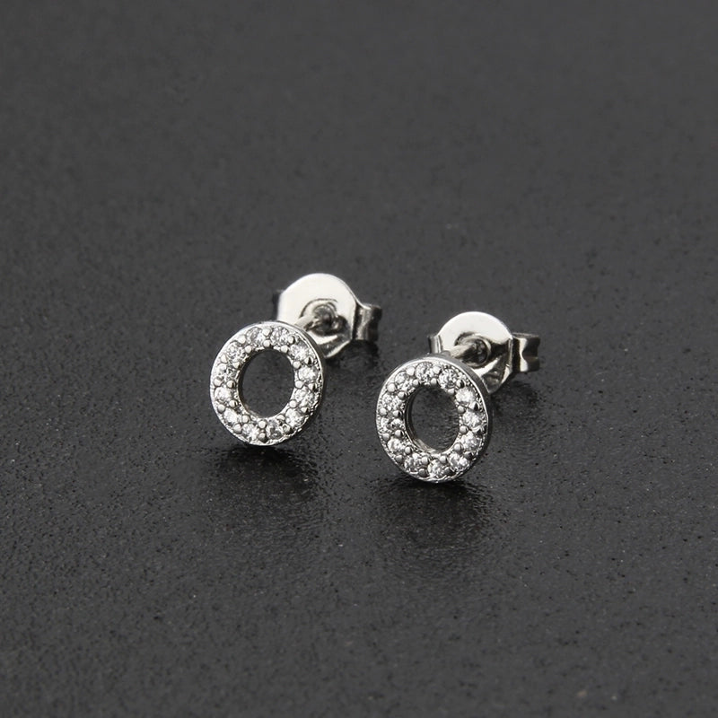 1 Pair Fashion Letter Inlay Copper Zircon Gold Plated Ear Studs
