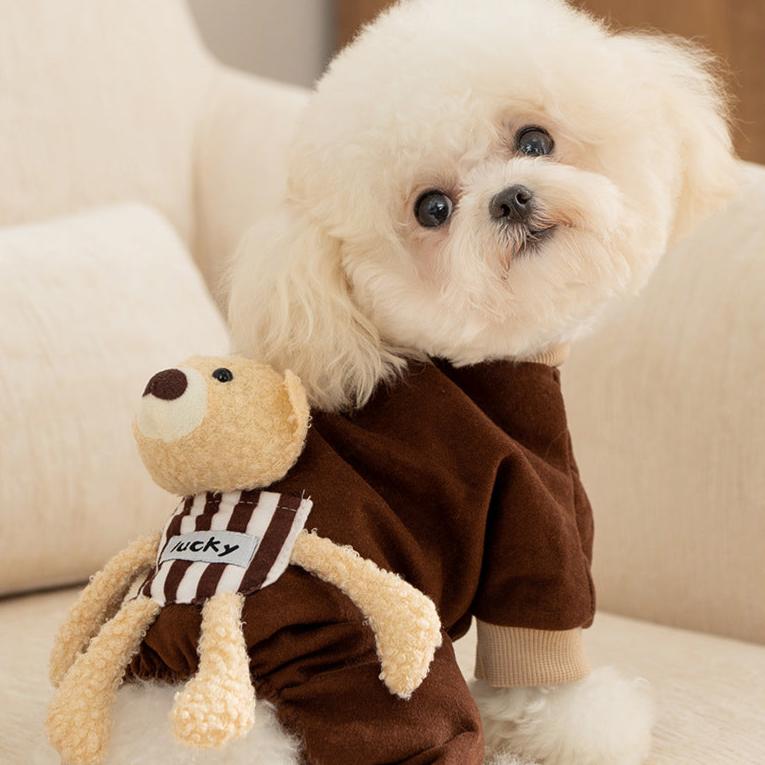 Bear Decor Soft Dog Jumpsuits Harness