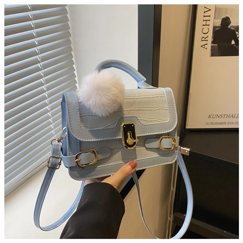 Women's Medium Pu Leather Solid Color Streetwear Square Magnetic Buckle Crossbody Bag