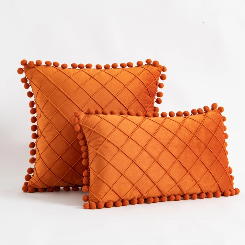 Retro Plaid Solid Color Chemical Fiber Pillow Cases