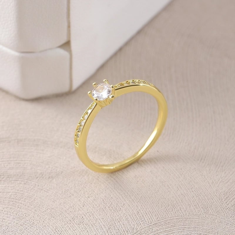 Copper 18K Gold Plated Gold Plated Plating Inlay Water Droplets Heart Shape Zircon Open Rings Rings