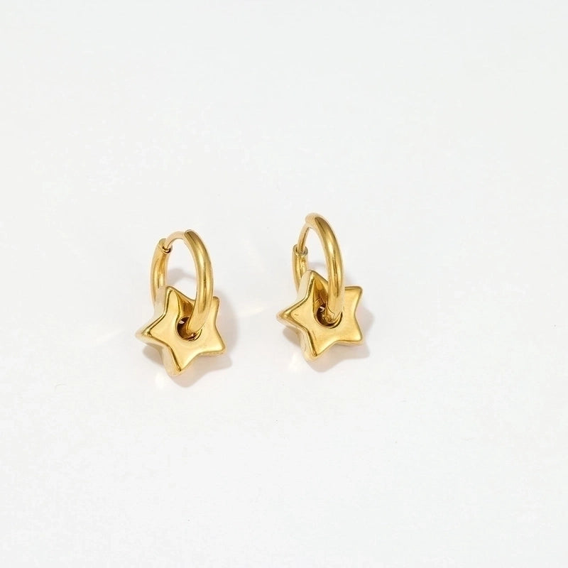 1 Pair Minimalist Star Plating 304 Stainless Steel Drop Earrings