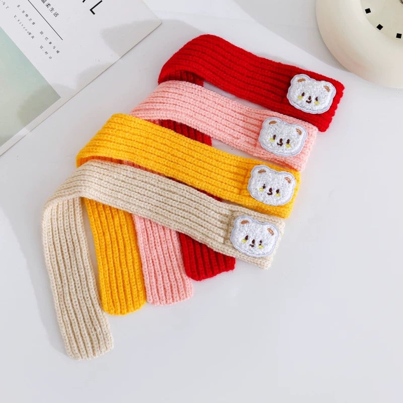 Cute Bear Decor Knitted Dog Cat Scarf
