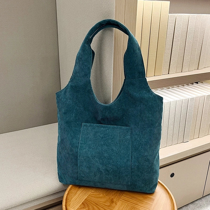 Women's All Seasons Corduroy Solid Color Streetwear Square Magnetic Buckle Shoulder Bag