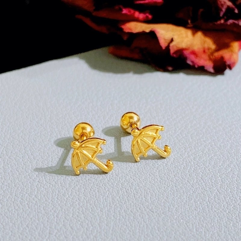 1 Pair Minimalist Heart Shape Plating Titanium Steel Gold Plated Ear Studs