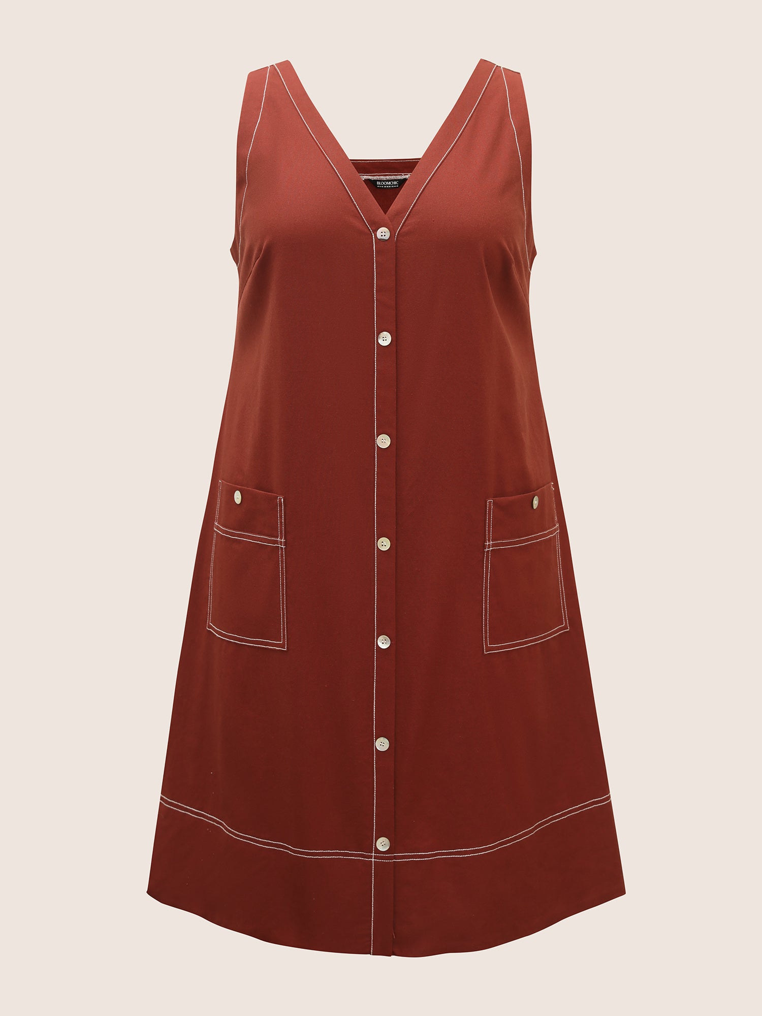 Contrast Trim Patch Pocket Tank Dress