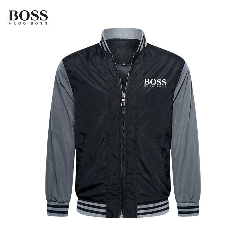 BOSS Men-s Grey Casual Baseball Jacket