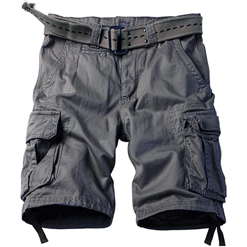 7-pack Men's Cargo Shorts Relaxed Fit Camo Short Outdoor Multi-Pocket Cotton Work Casual Shorts with Belt