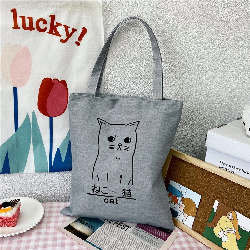 Women's Medium Canvas Letter Classic Style Sewing Thread Square Zipper Canvas Bag
