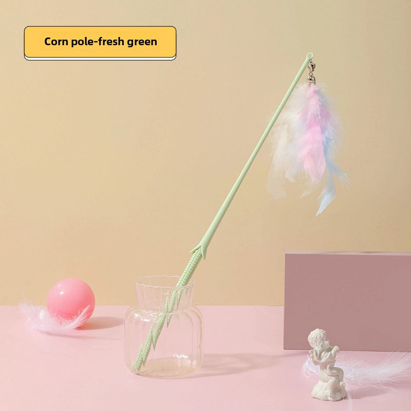 Upgrade Glue Suction Cup Steel Wire Rod Feather Tease Cat Stick Cat Self-Hi Relief Mi Toy Supplies