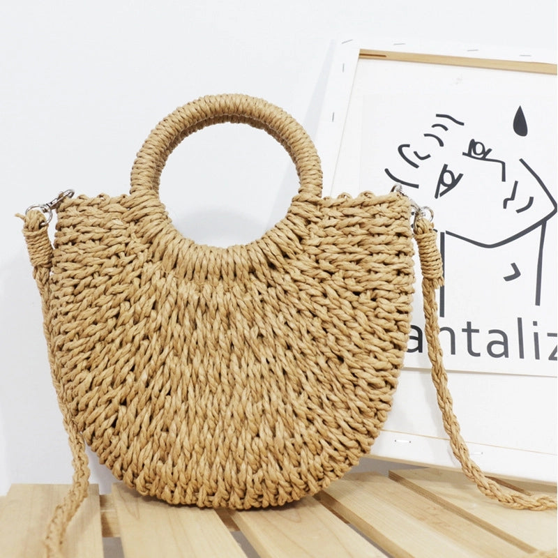Women's All Seasons Straw Elegant Beach Classic Style Shoulder Bag Handbag Straw Bag