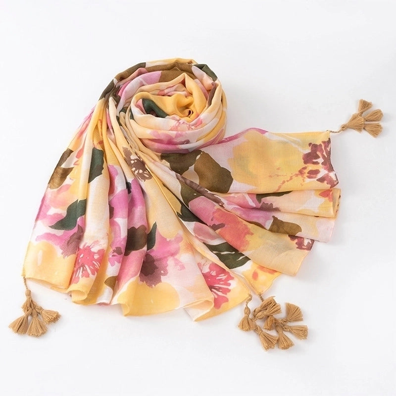 Women's Sweet Color Block Polyester Printing Scarf