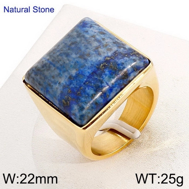 Vintage Style Geometric Square Stainless Steel 18K Gold Plated Plating Rings