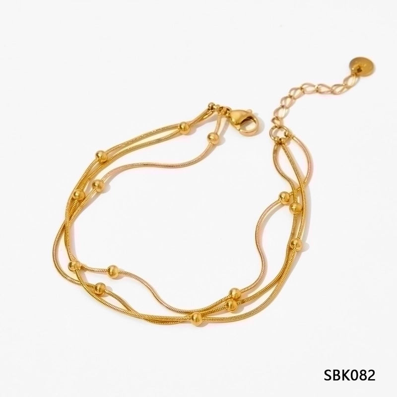 3 Pieces Casual Minimalist Geometric 304 Stainless Steel 16K Gold Plated White Gold Plated Gold Plated Bracelets In Bulk
