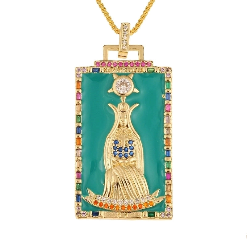 Fashion New Oil Drop Tarot Pendant Copper Zircon Necklace