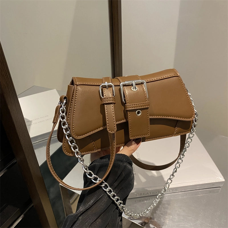 Women's Medium Pu Leather Solid Color Streetwear Square Zipper Crossbody Bag