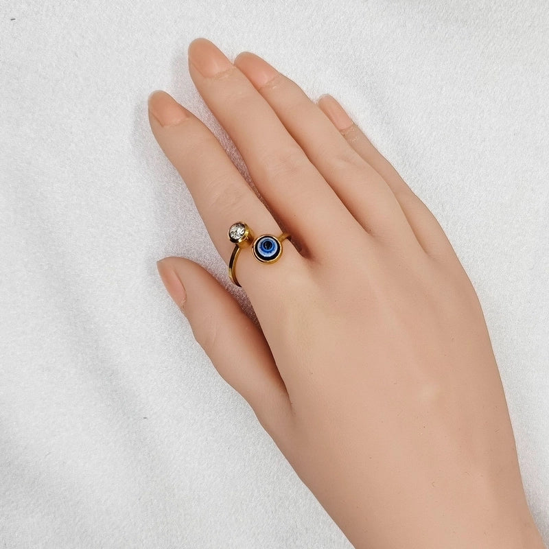 3 Pieces Classic Style Devil's Eye Stainless Steel Plating Gold Plated Open Rings