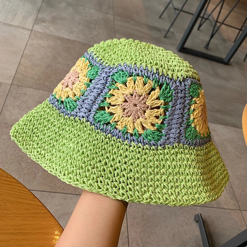 Women's Sweet Flower Flowers Wide Eaves Straw Hat