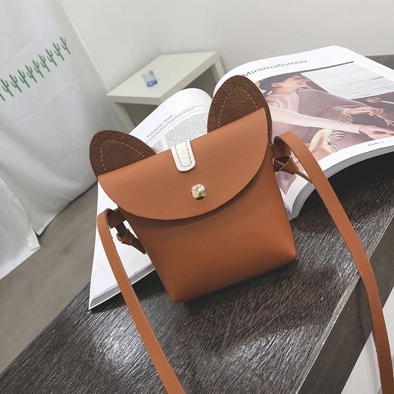 Kid's Small Pu Leather Animal Cute Square Magnetic Buckle Crossbody Bag