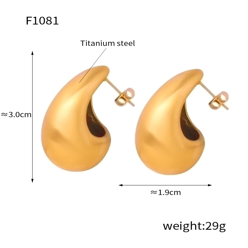 1 Pair Minimalist Water Droplets Plating Inlay Titanium Steel Artificial Pearls Artificial Diamond 18K Gold Plated Ear Studs