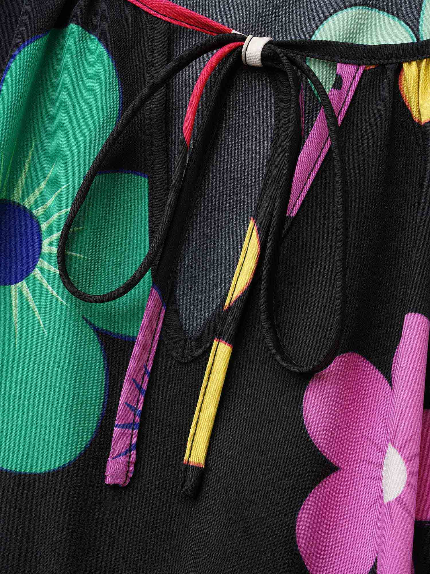 Colored Floral Tie Knot Midi Dress