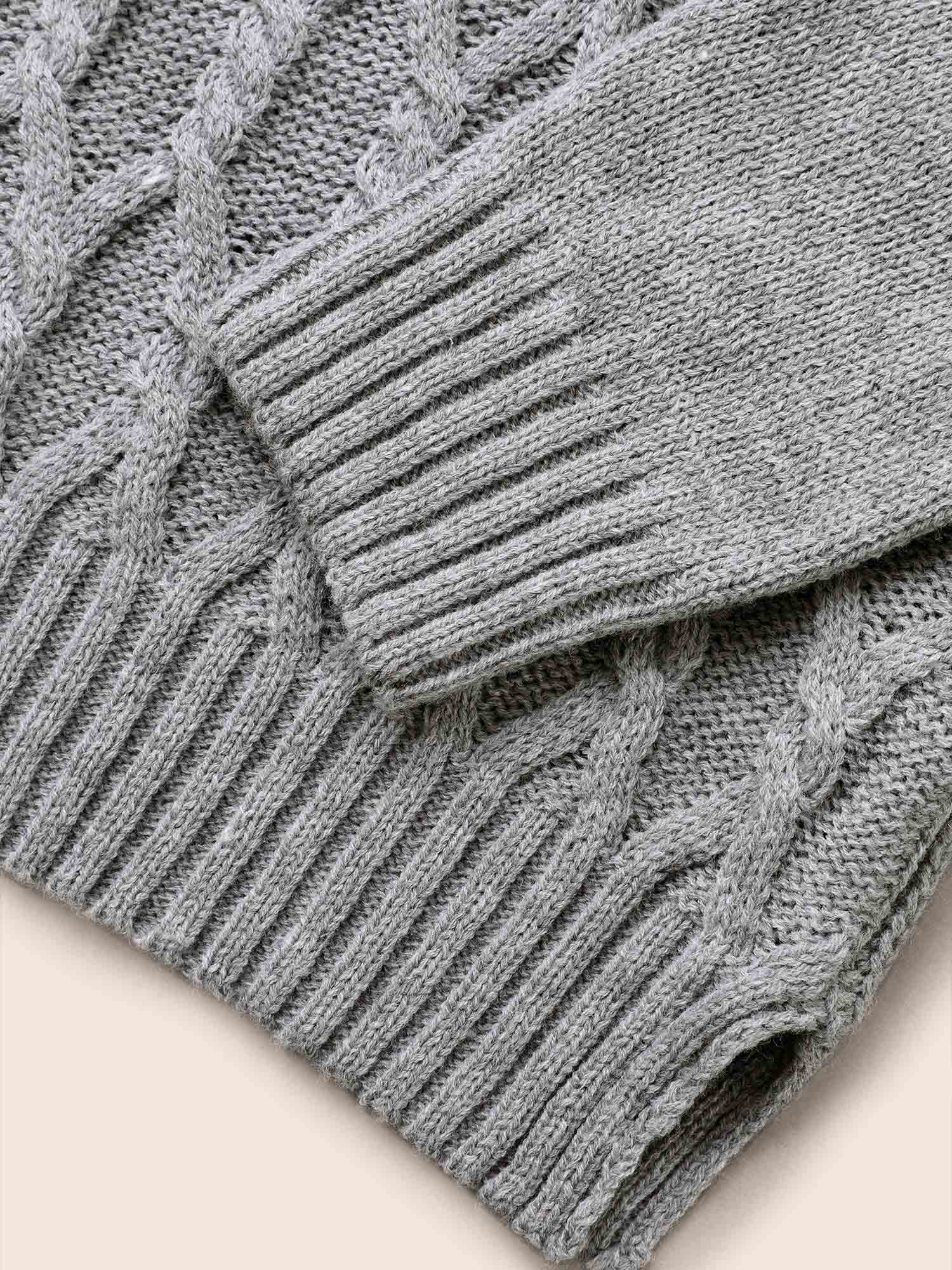 Texture Cable Knit Button Detail Pullover