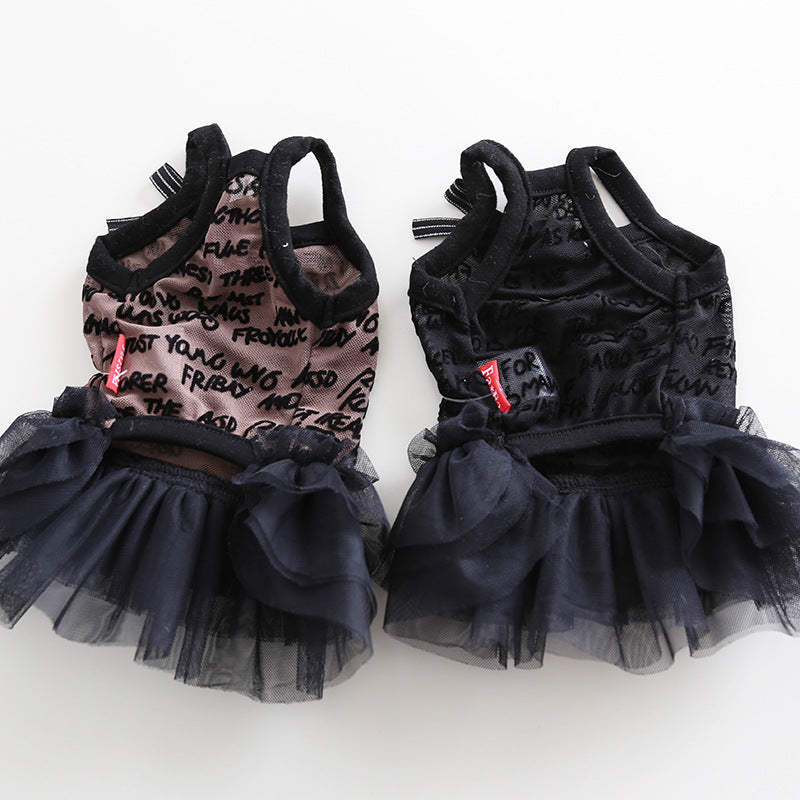 Sweet Letter Printed Lace Dog Cat Dress