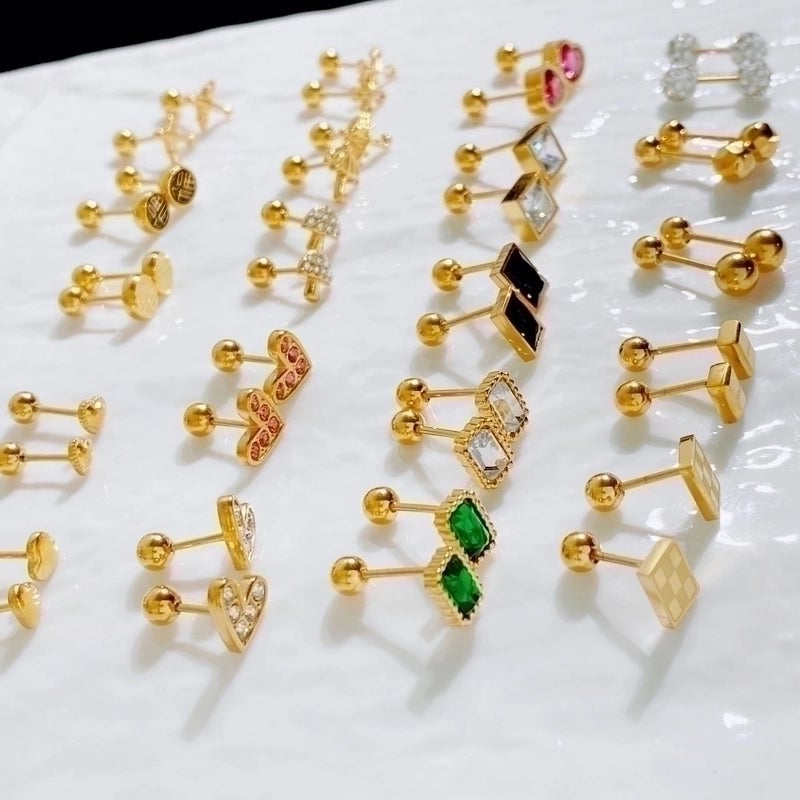 1 Pair Minimalist Heart Shape Plating Titanium Steel Gold Plated Ear Studs