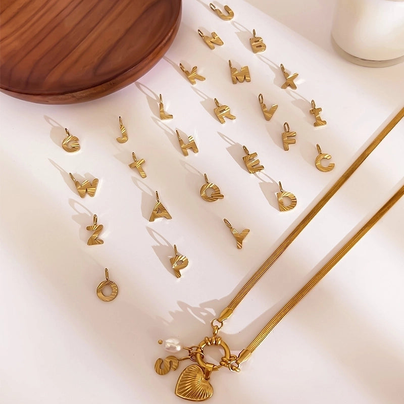 Minimalist Commute Letter Heart Shape 316L Stainless Steel  Freshwater Pearl 18K Gold Plated Stainless Steel Necklaces