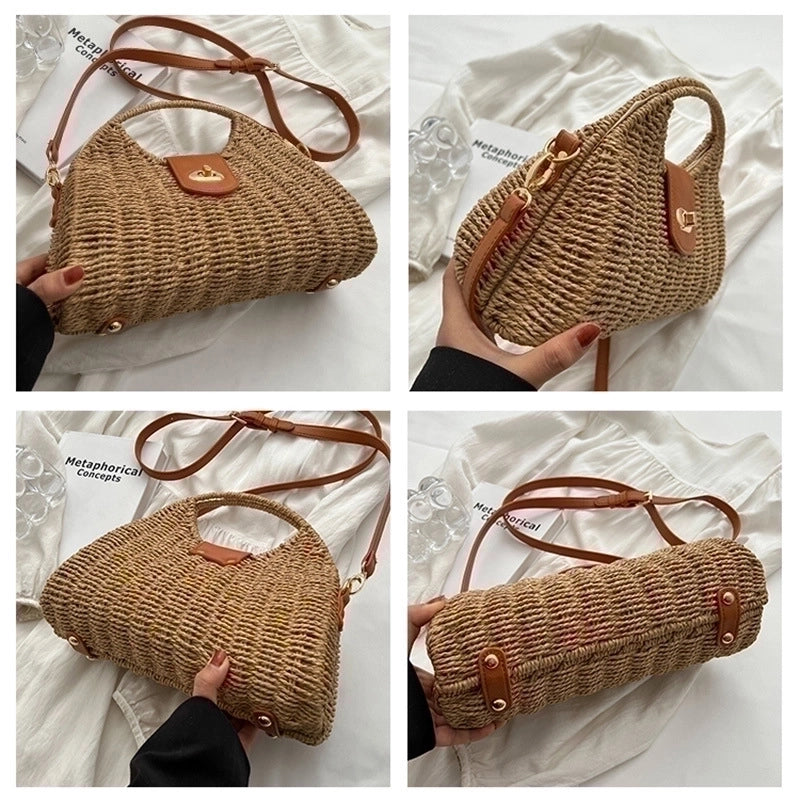Women's Medium Summer Straw Fashion Handbag