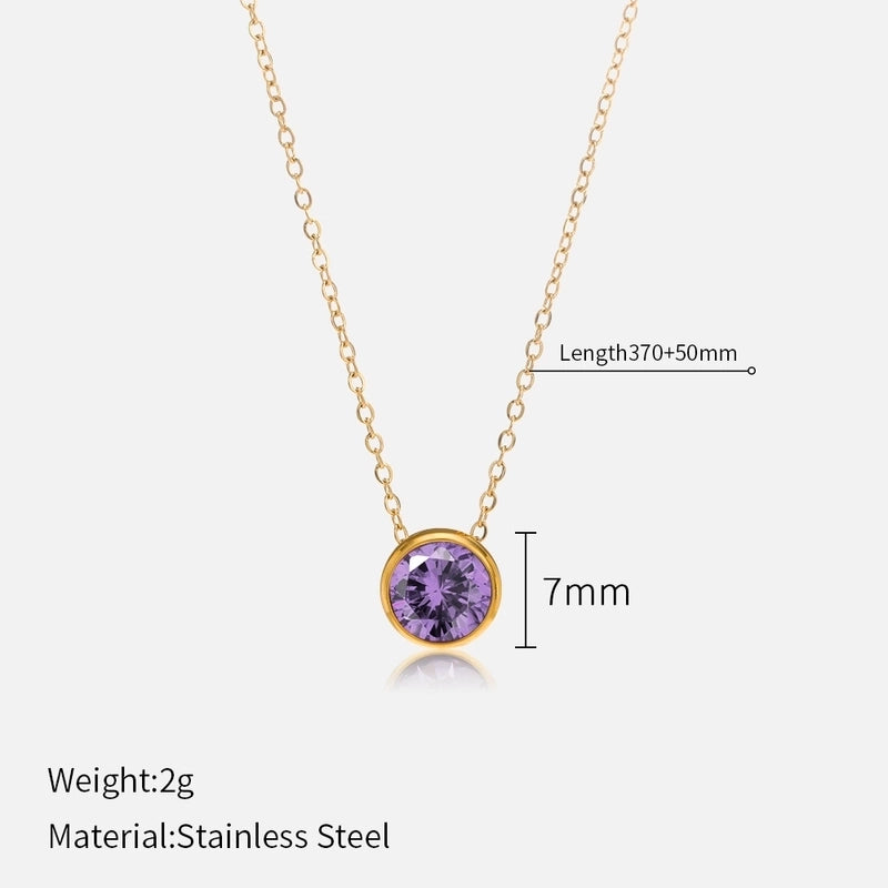 Minimalist Round 304 Stainless Steel Rhinestones Plating Stainless Steel Necklaces