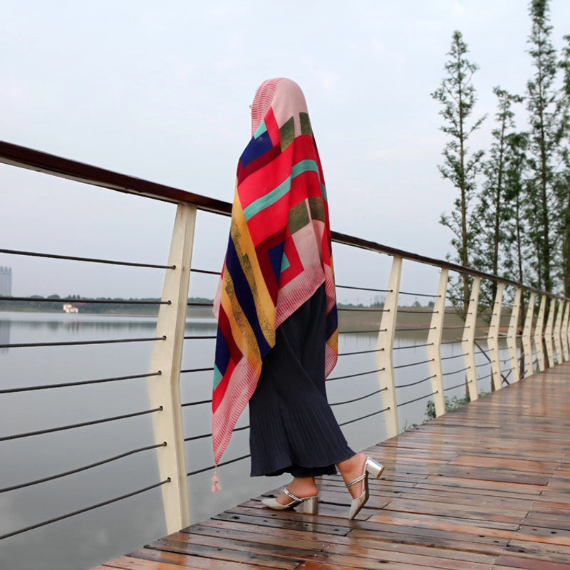 Silk Scarf Women's Summer Seaside Beach Sunscreen Shawl Scarf Dual-use  Long Ethnic Style Plus Size Travel Silk Scarf
