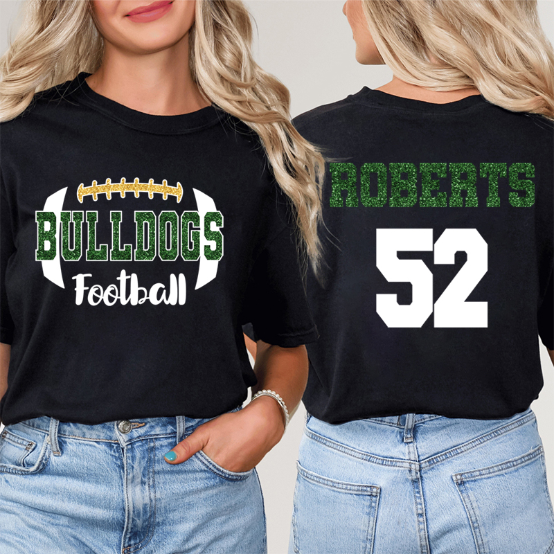 Personalized Mascot Name And Number Football Game Day Teacher Two Sided T-Shirt