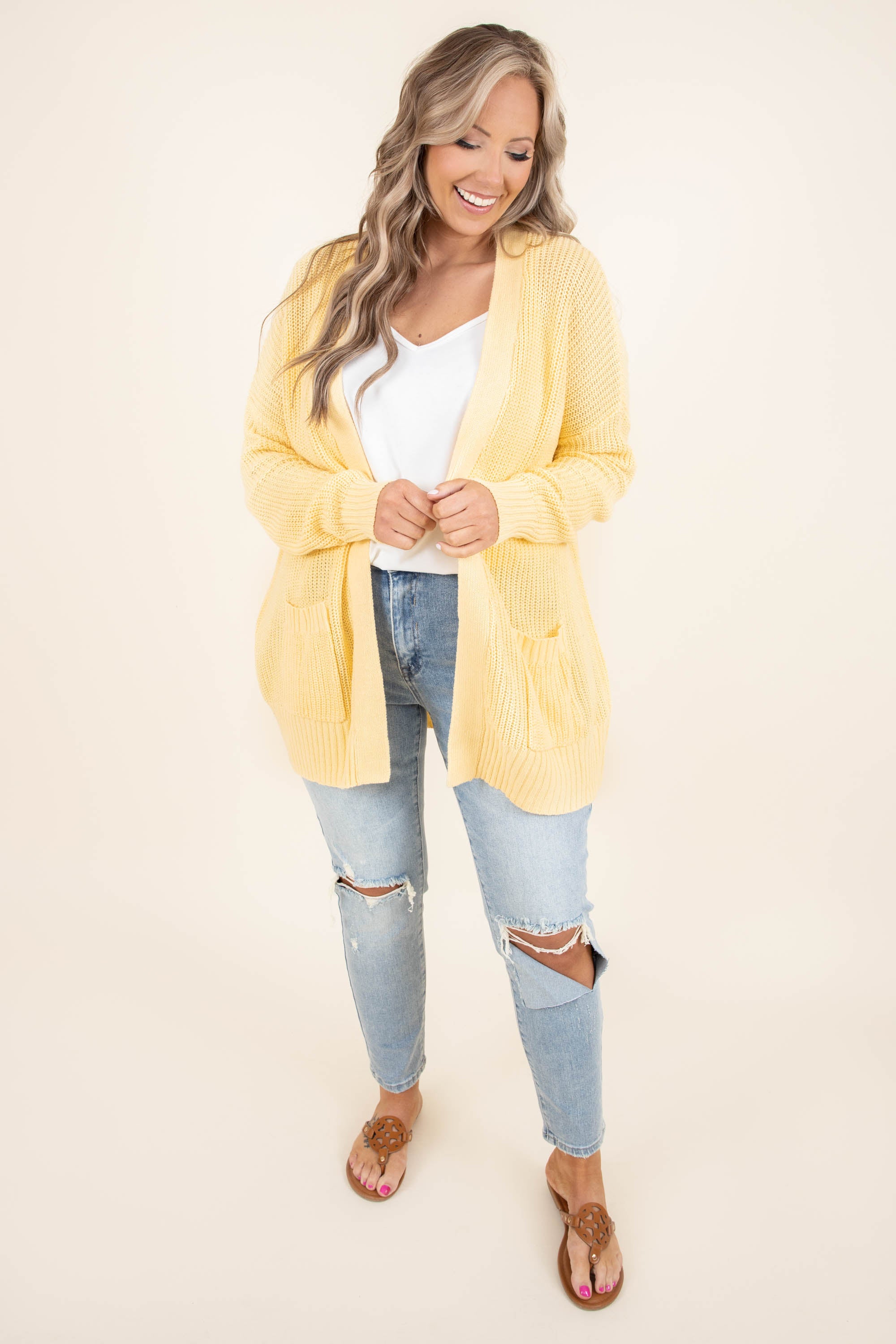 Brighter Than The Moon Cardigan. Golden Straw