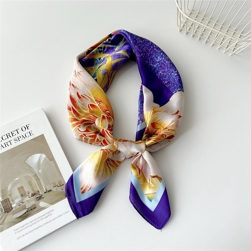 Women's Preppy Style Sweet Minimalist Plant Polyester Printing Silk Scarf