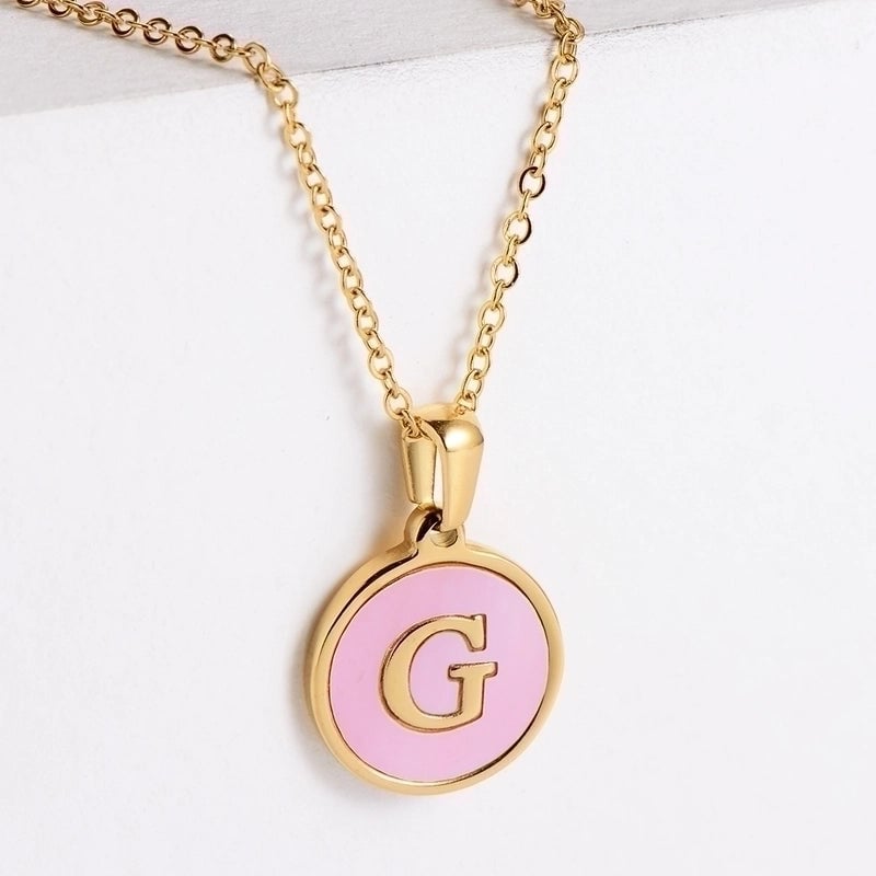 304 Stainless Steel 18K Gold Plated Fashion Plating Letter Shell Pendant Necklace