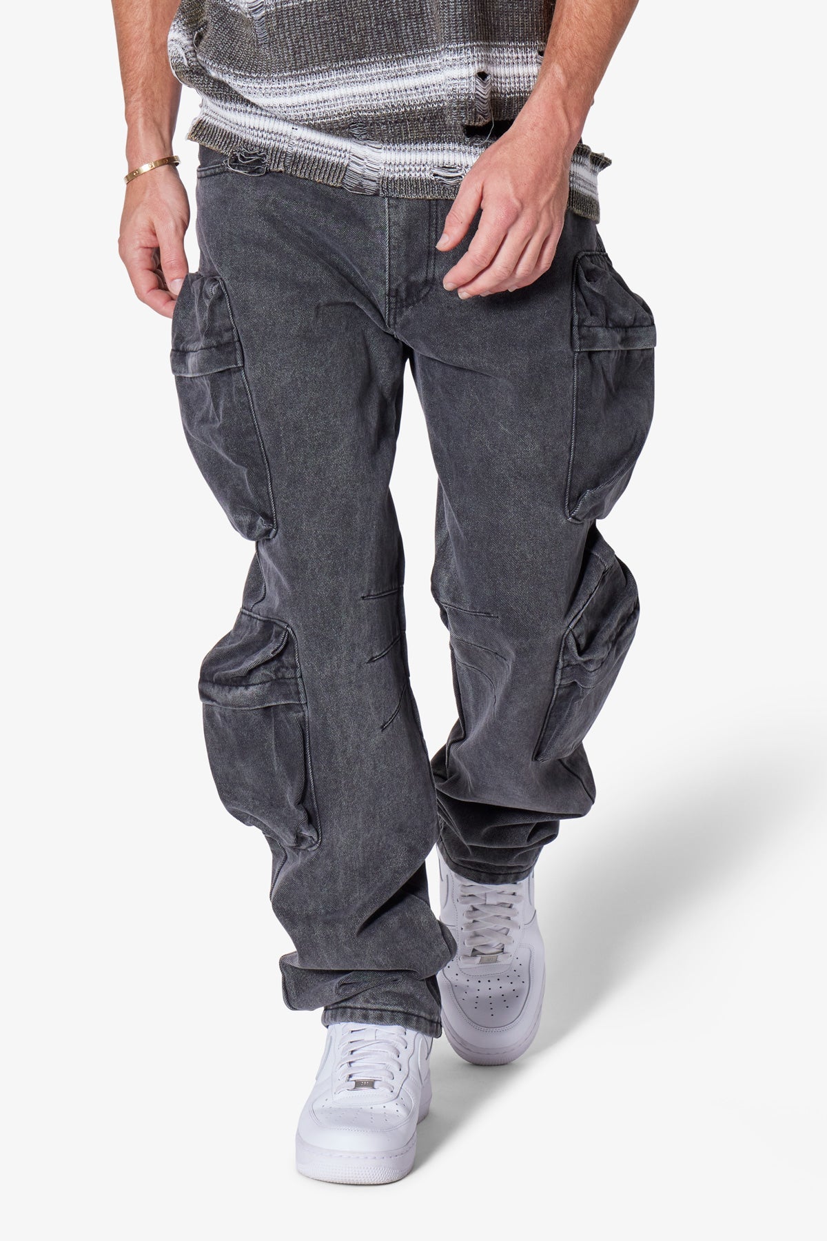 Wide Bellow Cargo Denim - Black