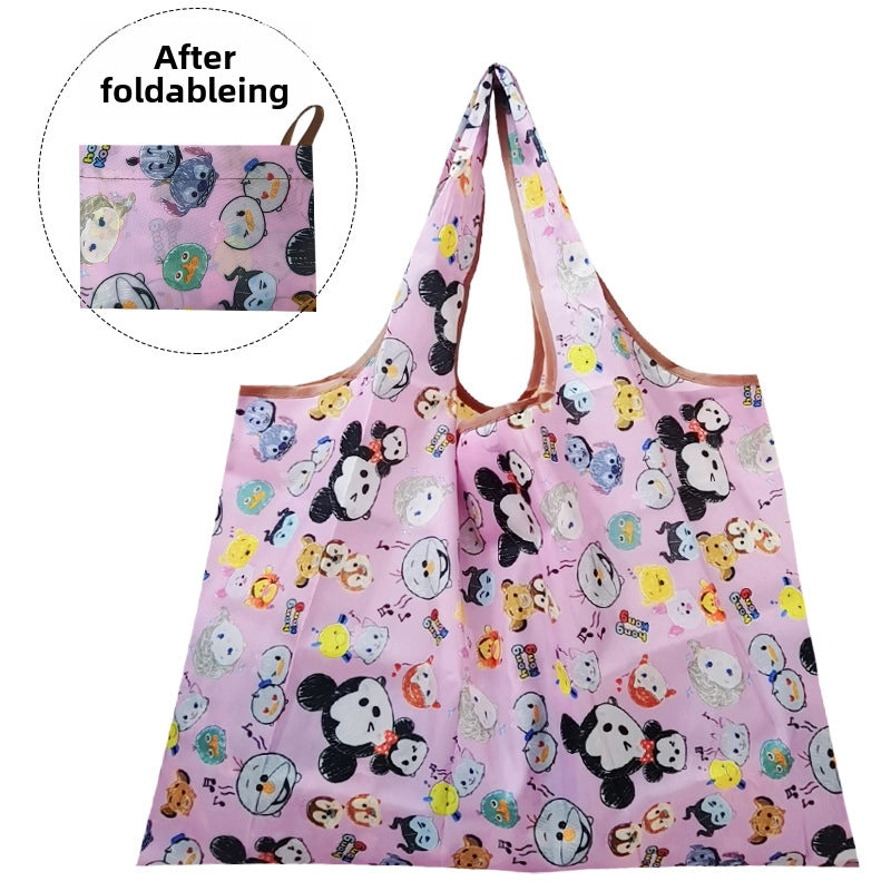 Printed Environmental Bag Large 210T Supermarket Folding Shopping Bag Thickened Tote Bag Shopping Bag