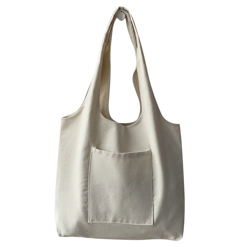 Pure Color Blank Hand-painted Canvas Bag Female Single Shoulder Japanese Simple Artistic Travel Large Capacity Student Class Book Bag