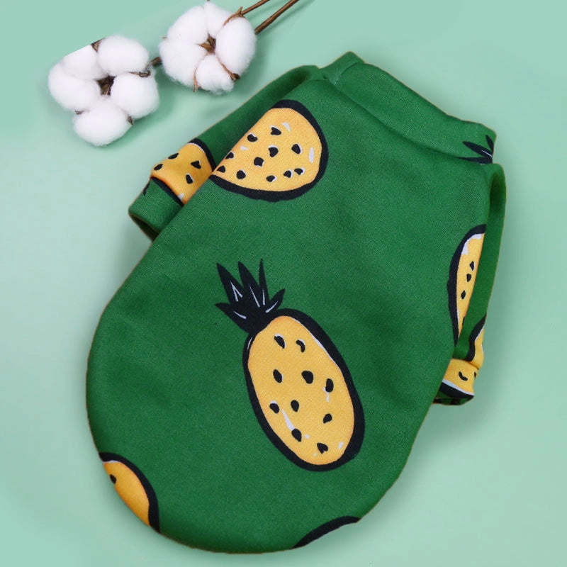 Cartoon Printed Fleece-lined Two-paw Sweatshirt For Dogs Cats Spring Autumn Winter Pullover Style Teddy Supplies Clothes