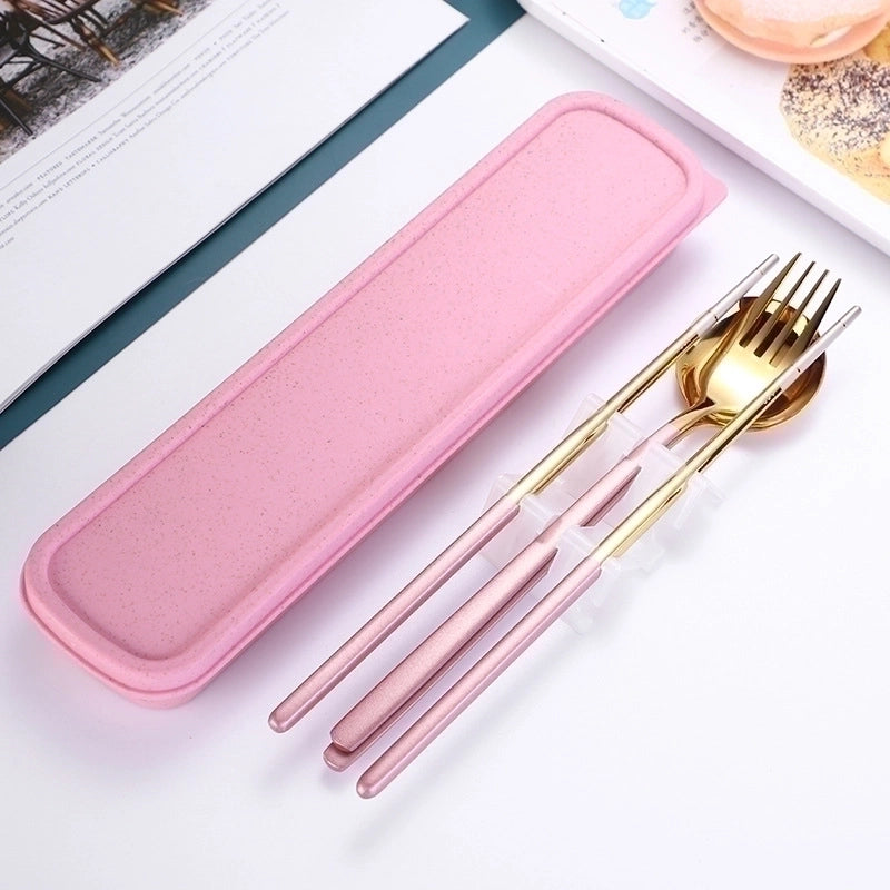 Fashion Solid Color Stainless Steel Tableware 1 Set