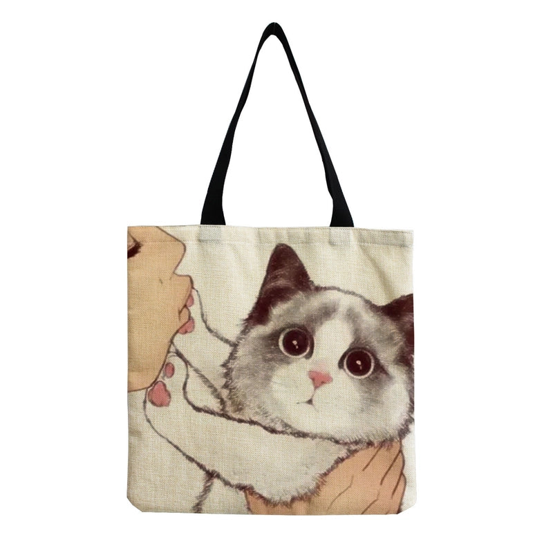 Women's Linen Animal Cute Square Open Shoulder Bag