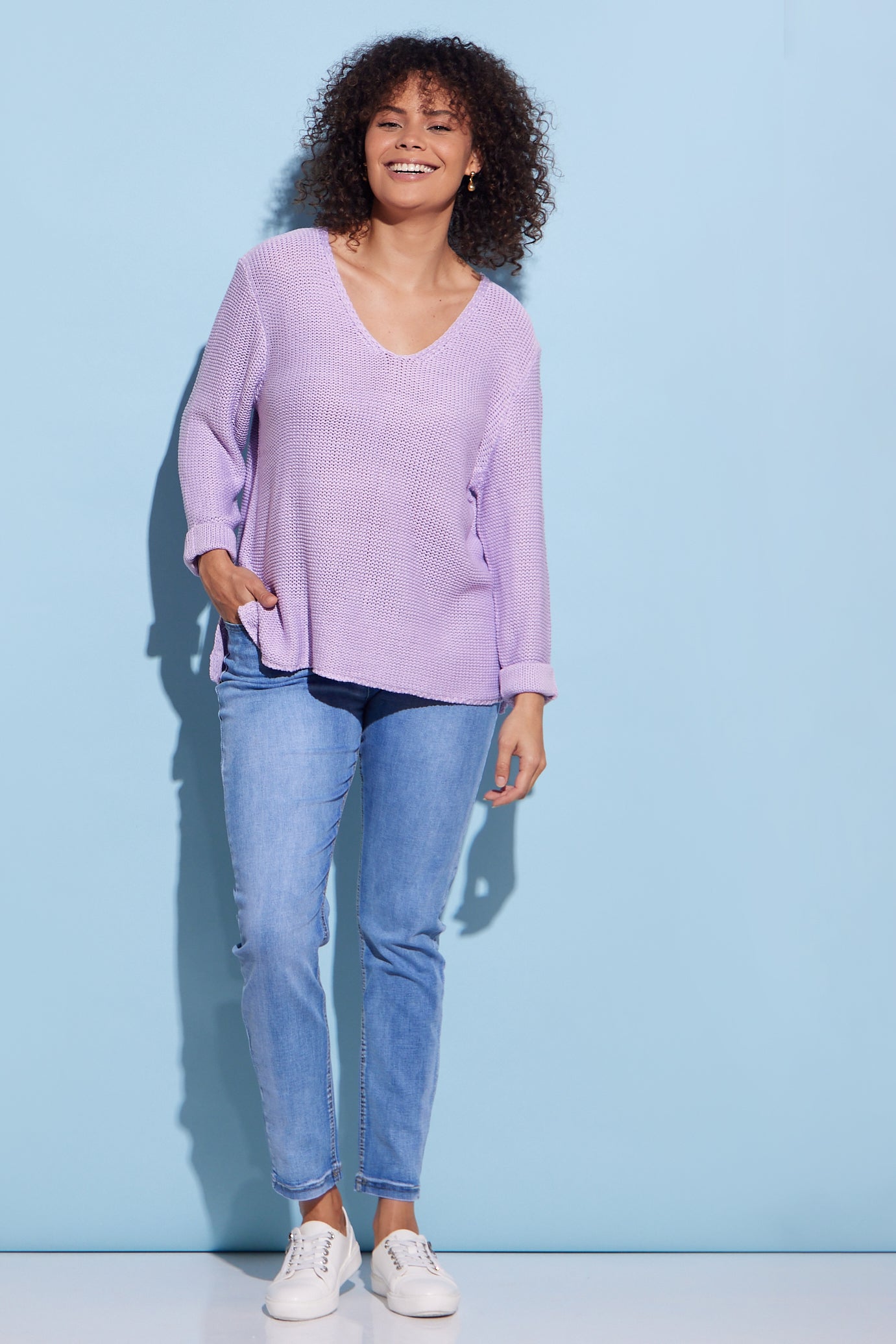 Emmy Cotton Knit Jumper - Lilac