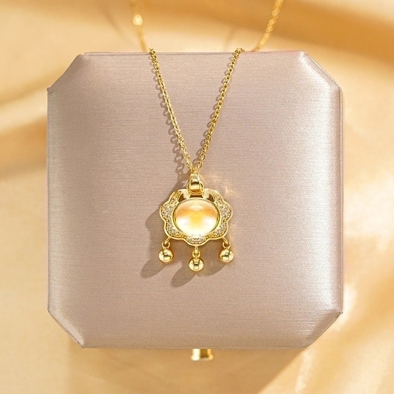 304 Stainless Steel Copper 18K Gold Plated Glam Luxurious Plating Inlay Solid Color Diamond Pendant Necklace