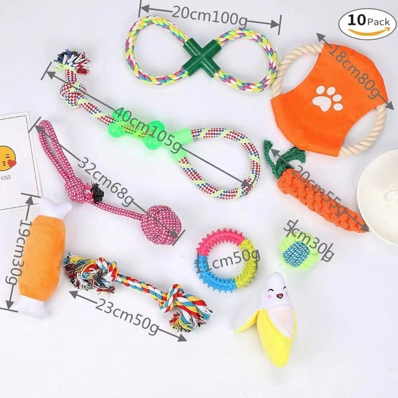 Simple Cotton Rope Knot Molar Pet Toy 10 Piece Set