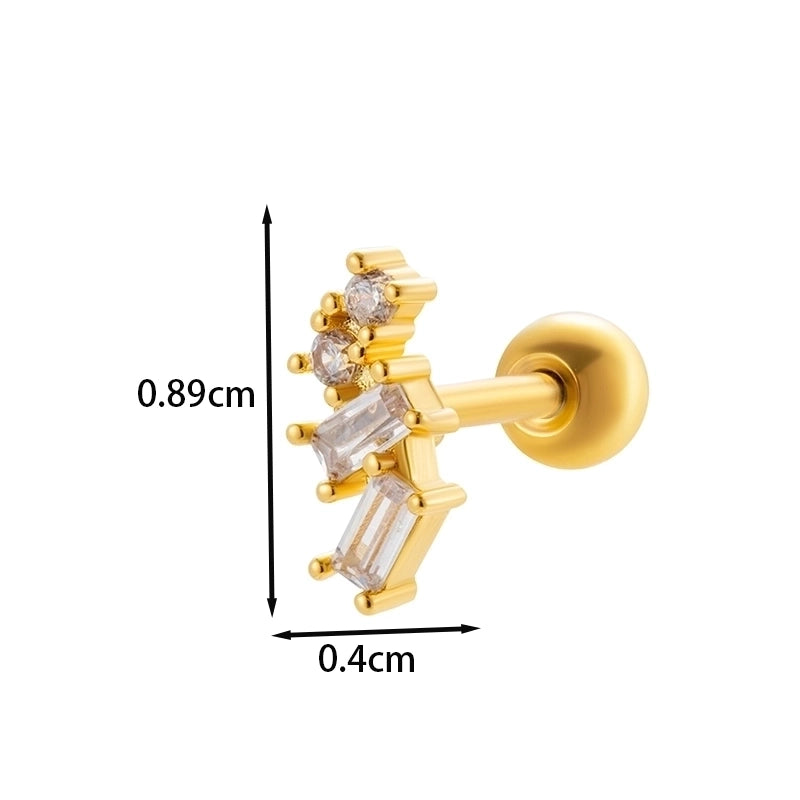 1 Piece Ear Cartilage Rings & Studs IG Style French Style Minimalist Star Flower Butterfly Copper Inlay Zircon