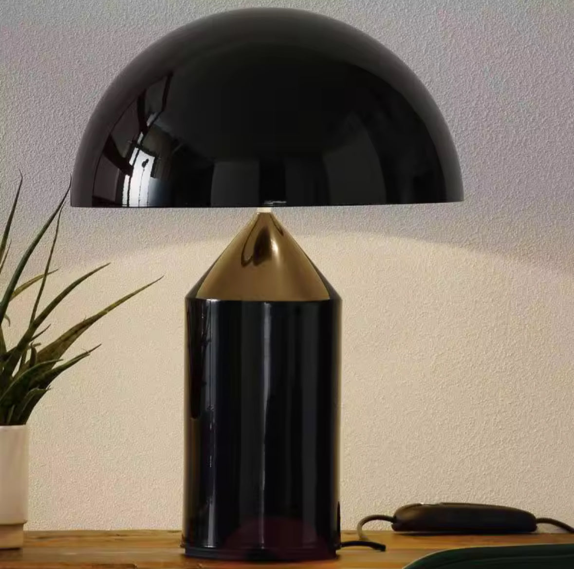 Modern Gold Metal Table Lamp with Geometric Dome Shade