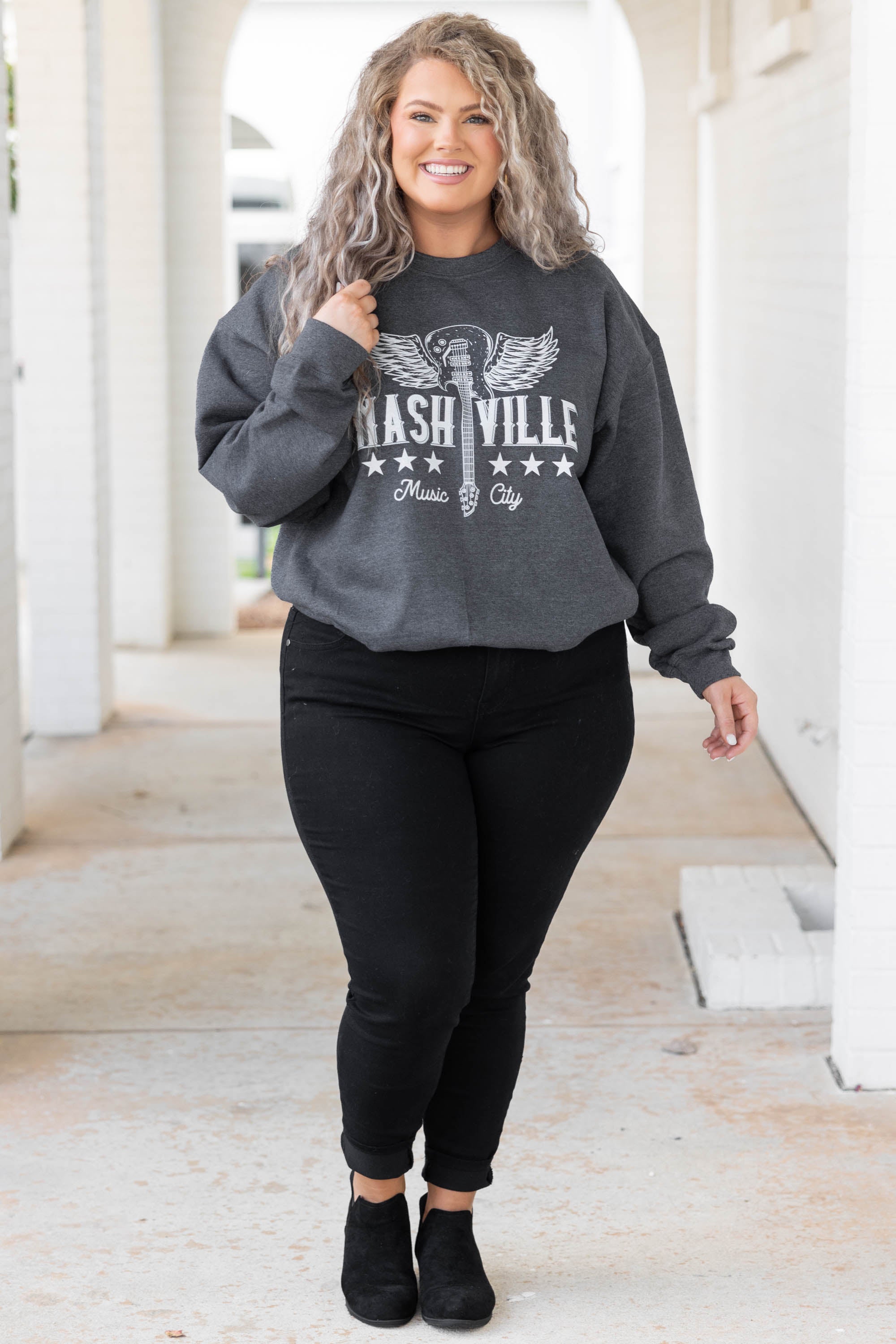 Welcome To Music City Sweatshirt. Dark Heather