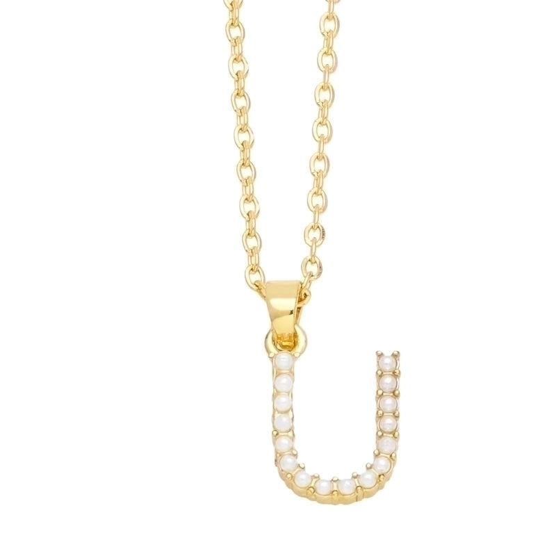 Minimalist Letter Copper Inlay Anti-pearl Necklace