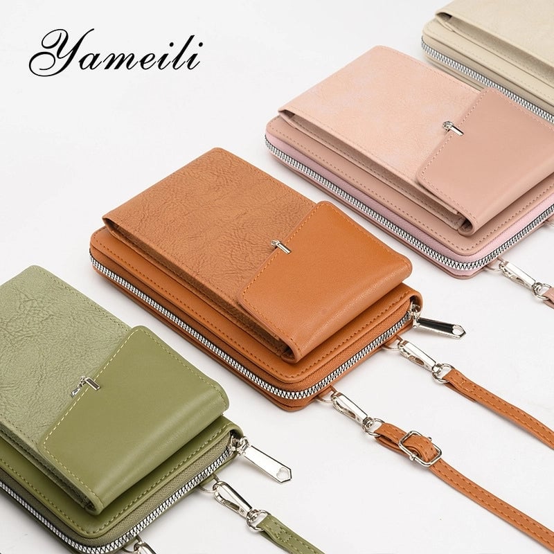 Women's Small Pu Leather Solid Color Basic Classic Style Square Flip Cover Phone Wallets